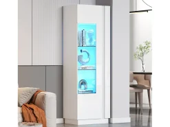Vitrine brilhante 60×40×180 cm - com iluminação LED - 1 porta - branco