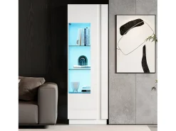 Vitrine brilhante 60×40×180 cm - com iluminação LED - 1 porta - branco
