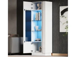Vitrine brilhante 60×40×180 cm - com iluminação LED - 1 porta - branco