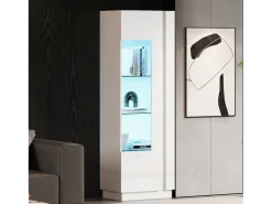 Vitrine brilhante 60×40×180 cm - com iluminação LED - 1 porta - branco
