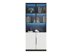 Vitrine com 8 portas - 160 x 30 x 200 cm - LEDs - Aglomerado e vidro - Branco