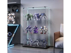 Vitrine com 4 prateleiras e portas duplas, vitrine para sala de estar