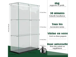 Vitrine com 4 prateleiras e portas duplas, vitrine para sala de estar