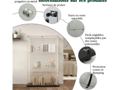 Vitrine com 4 prateleiras e portas duplas, vitrine para sala de estar