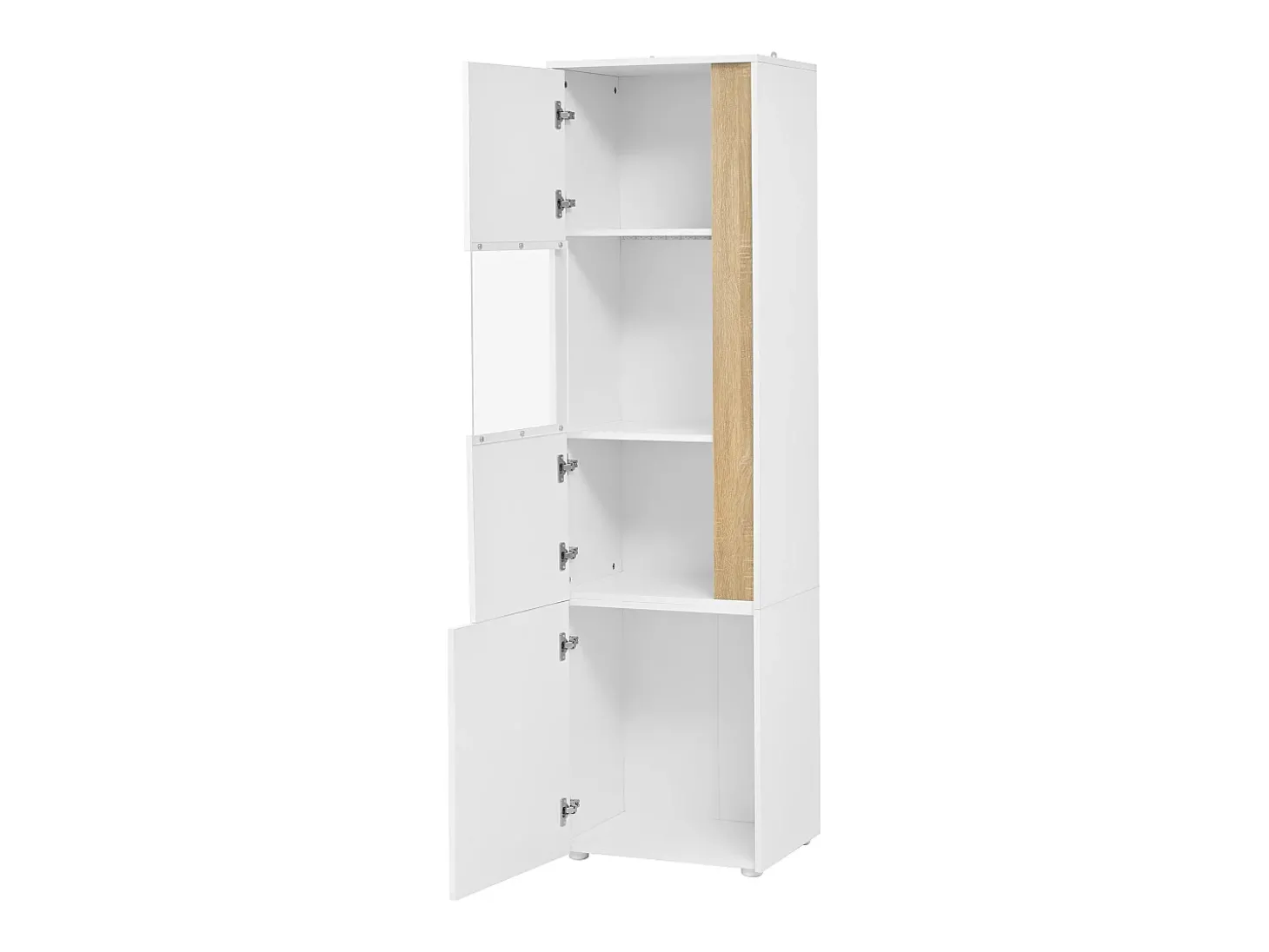 Vitrine com iluminação LED e 2 portas - Ideal para sala de estar, escritório e cozinha - Branco e natural - 50 x 40 x 179 cm