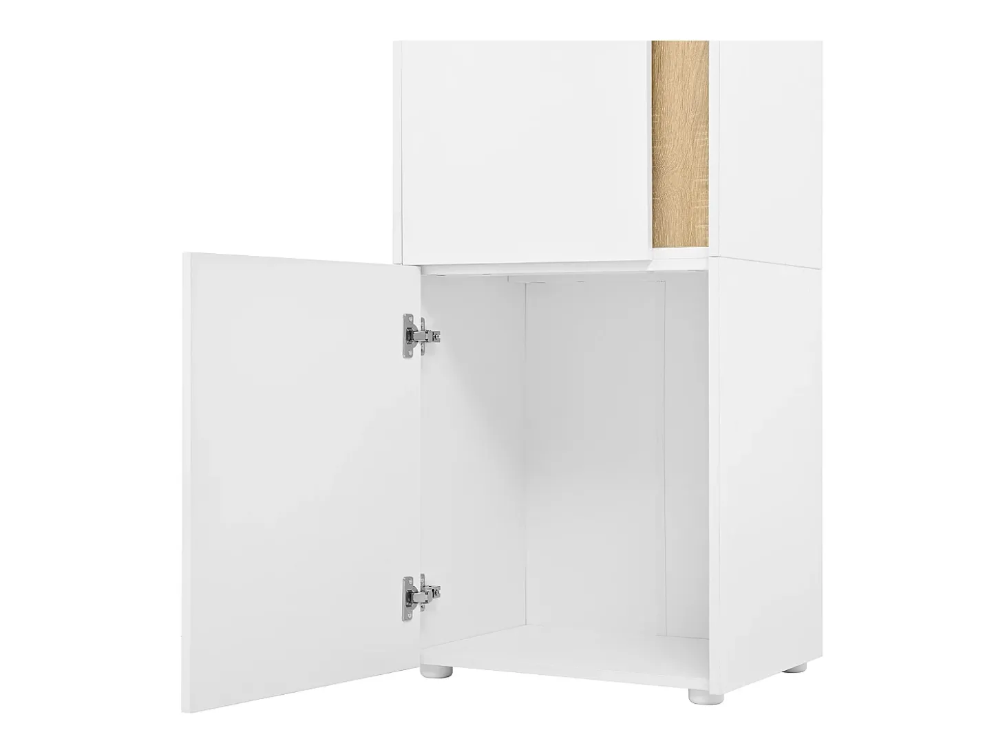 Vitrine com iluminação LED e 2 portas - Ideal para sala de estar, escritório e cozinha - Branco e natural - 50 x 40 x 179 cm