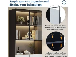 Vitrine com LED - 4 Portas + 1 Nicho - Anti-Queda - Cor e Brilho Ajustável 80x30x200cm