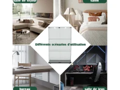 Vitrine de vidro com 4 prateleiras e portas duplas – Móveis elegantes para sala de estar