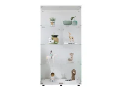 Vitrine de vidro com 4 prateleiras, 2 portas e fechadura, 164 x 80 x 36 cm, branca