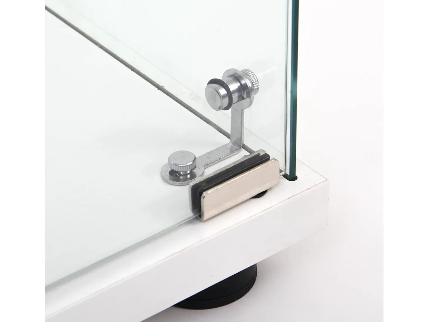 Vitrine de vidro com 4 prateleiras, 2 portas e fechadura, 164 x 80 x 36 cm, branca