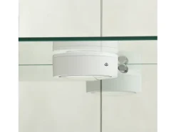 Vitrine de vidro com 4 prateleiras, vitrine de 2 portas com luz e fechadura, branca