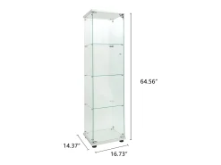 Vitrine de vidro de 4 camadas com iluminação LED, vitrine de vidro para sala de estar, vitrine para coleções, branca