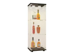 Vitrine de vidro GAHRELPER – 3 prateleiras, 1 porta, vidro temperado, luz LED, branco, 42x36x125 cm