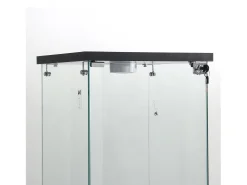 Vitrine de vidro GAHRELPER – 3 prateleiras, 1 porta, vidro temperado, luz LED, branco, 42x36x125 cm