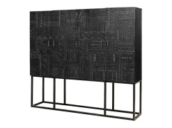 Vitrine em madeira maciça e pés de metal.