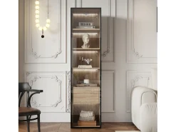 Vitrine, móvel de banheiro com LED - 1 porta de vidro - Natural