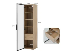 Vitrine, móvel de banheiro com LED - 1 porta de vidro - Natural