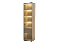 Vitrine, móvel de banheiro com LED - 1 porta de vidro - Natural