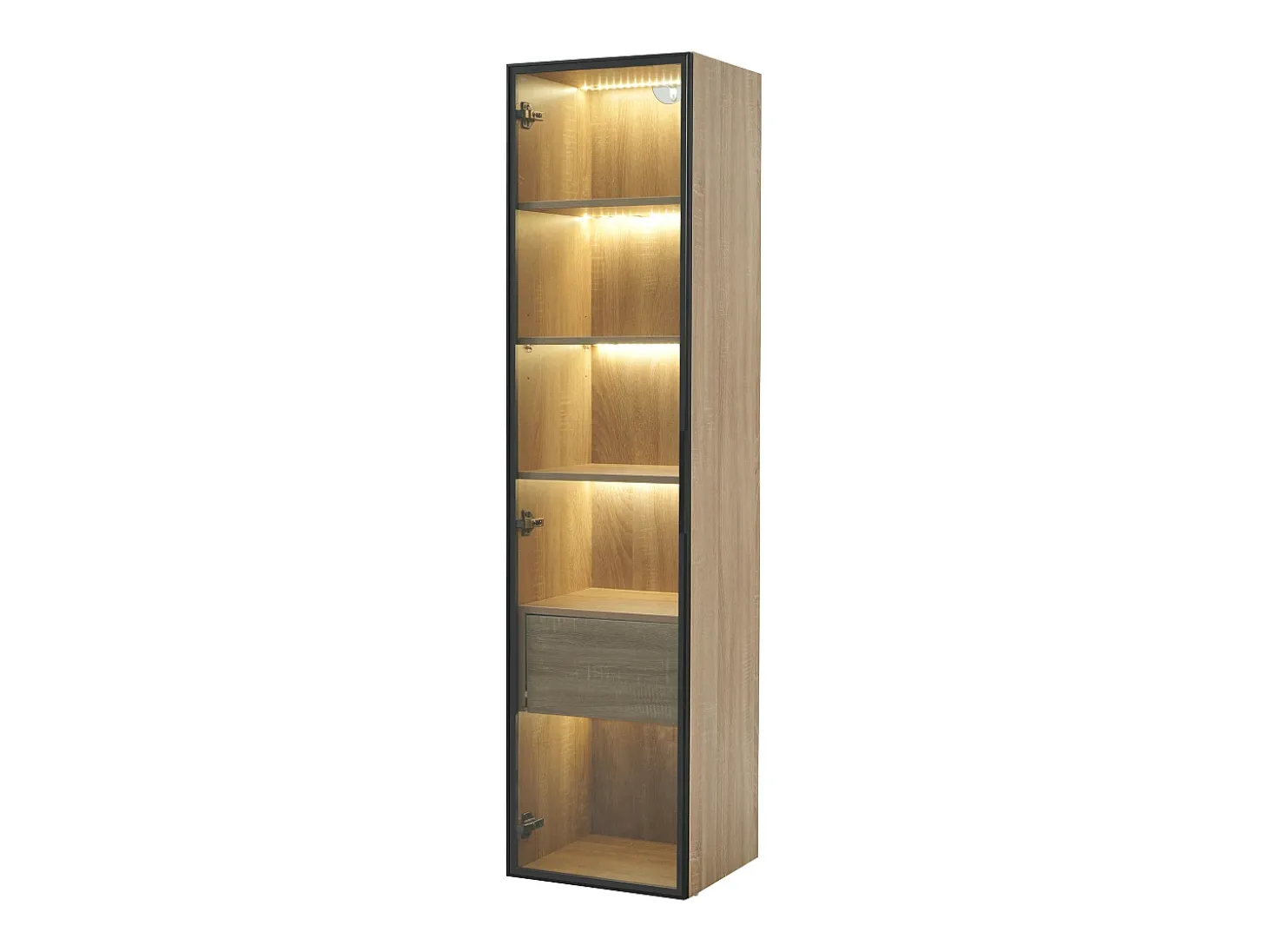 Vitrine, móvel de banheiro com LED - 1 porta de vidro - Natural