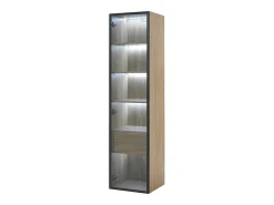 Vitrine, móvel de banheiro com LED - 1 porta de vidro - Natural