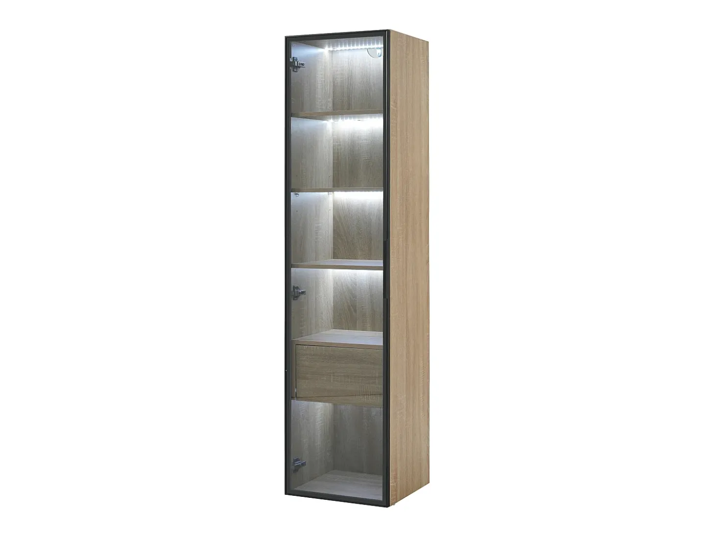 Vitrine, móvel de banheiro com LED - 1 porta de vidro - Natural