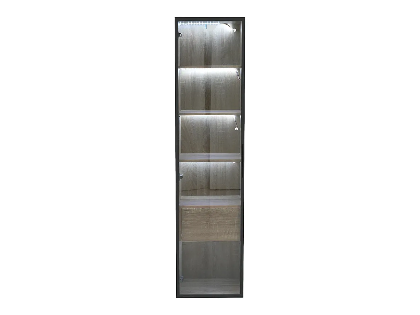 Vitrine, móvel de banheiro com LED - 1 porta de vidro - Natural
