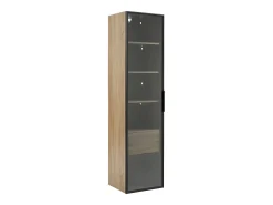 Vitrine, móvel de banheiro com LED - 1 porta de vidro - Natural