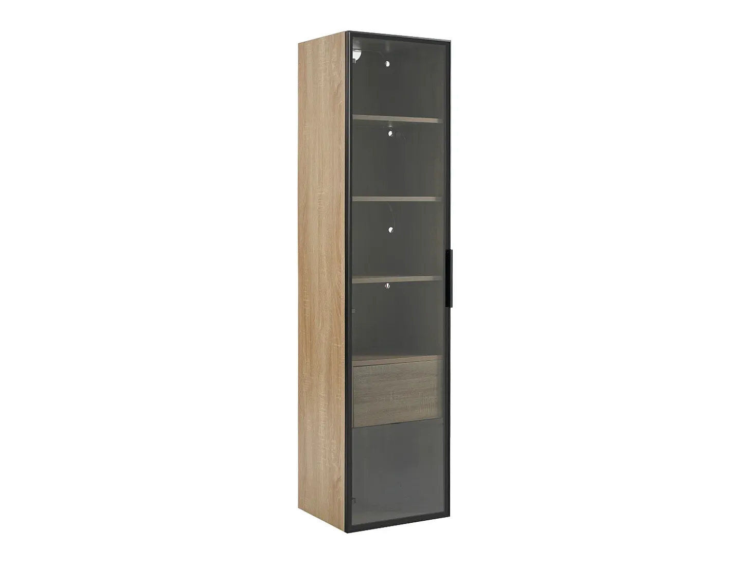 Vitrine, móvel de banheiro com LED - 1 porta de vidro - Natural