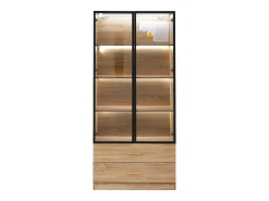 Vitrine, móvel de banheiro com LED - 2 gavetas e 2 portas de vidro - Natural