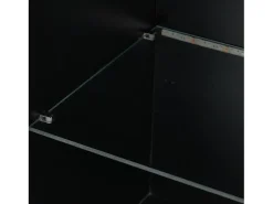 Vitrine preta brilhante com iluminação LED - Armário alto para sala de estar - Armário de armazenamento - 45x35x160 cm