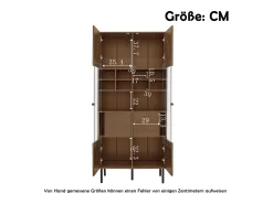 Vitrine reutilizável com acabamento em nogueira - 75,5 x 35 x 164,5 cm - frente de vidro + prateleira + gaveta oculta - MDF - cor natural