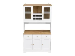 Vitrine 94.5x30x175.5 cm - 3 gavetas e 5 portas - superfície de aspecto madeira - branco