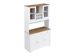 Vitrine 94.5x30x175.5 cm - 3 gavetas e 5 portas - superfície de aspecto madeira - branco