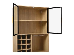Vitrine 80x40x180 cm com LED - 4 portas e prateleiras abertas - Natural