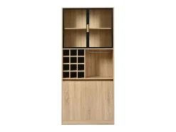 Vitrine 80x40x180 cm com LED - 4 portas e prateleiras abertas - Natural