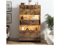 Vitrine 80x40x138cm - com iluminação LED - com 2 gavetas e 2 portas - com painel acrílico - marrom