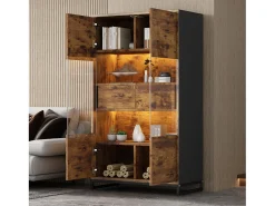 Vitrine 80x40x138cm - com iluminação LED - com 2 gavetas e 2 portas - com painel acrílico - marrom
