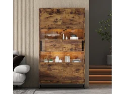 Vitrine 80x40x138cm - com iluminação LED - com 2 gavetas e 2 portas - com painel acrílico - marrom