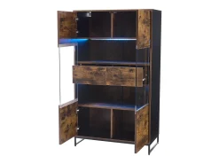 Vitrine 80x40x138cm - com iluminação LED - com 2 gavetas e 2 portas - com painel acrílico - marrom