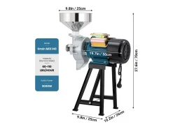 2200W Mill de farinha seca e úmida 2 em 1, 50x26x70cm, para cereais, palha - plugue da UE