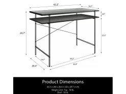 Wainwright | Secretária de computador em vidro transparente e estrutura em metal preto