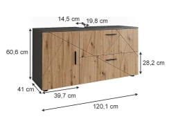 Waschbeckenunterschrank antracite/artesanal 120.1x41x60.6 irma