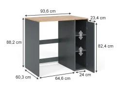 Waschmaschinenschrank carvalho antracite/goldkraft 93.6x60.3x88.2 viktor
