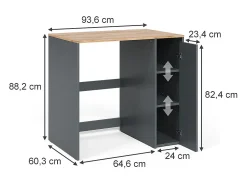 Waschmaschinenschrank carvalho antracite/goldkraft 93.6x60.3x88.2 viktor