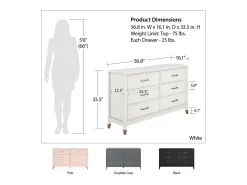 Westerleigh | Cómoda com 6 Gavetas em MDF Branco