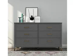 Westerleigh | Cómoda com 6 gavetas em MDF Cinza Grafite