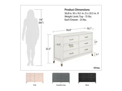 Westerleigh | Cómoda com 6 gavetas em MDF Cinza Grafite