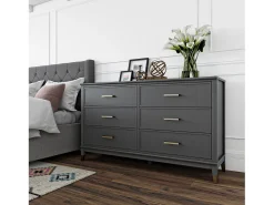 Westerleigh | Cómoda com 6 gavetas em MDF Cinza Grafite