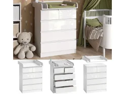 Wickelkommode branco/branco brilhante 80x76x110.2 emma