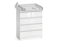 Wickelkommode branco/branco brilhante 80x76x110.2 emma